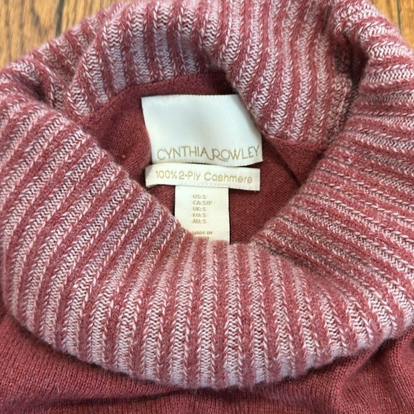 Cynthia Rowley 100% 2-ply cashmere rust Burgundy Turtleneck tunic long Sweater S - Picture 4 of 4